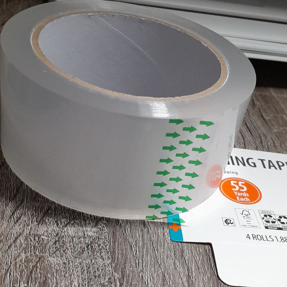 Pen+Gear Clear Carton Sealing Packaging Tape 4 Rolls 1.88 in x 55 yd Low Noise